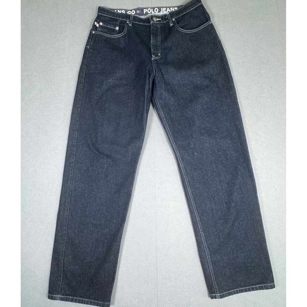 Polo Jeans Co Ralph Lauren Straight Leg Jeans Mens 34x32 Indigo Contrast Stitch - Picture 2 of 7